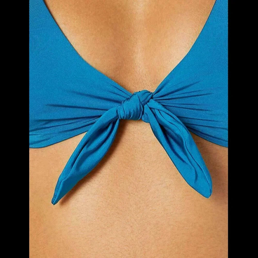 NWT Trina Turk Getaway Front Knot Bikini Top in Dark‎ Teal [size 8 ]